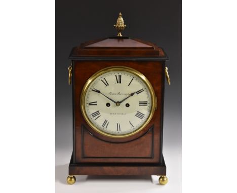 A late Regency mahogany bracket clock, 20cm slightly convex painted dial inscribed James Burroughs, Iron Bridge, Roman numera