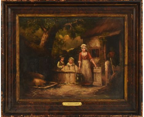 After George MorlandA Pig's Dinneroil on mahogany panel, 28cm x 35cm