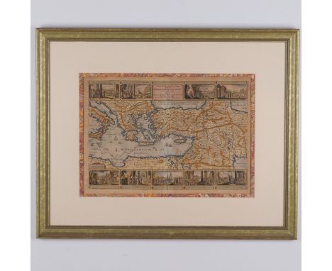 This captivating 17th-century handcolored engraved map, titled Geographische beschryvinge van de Wandelingen der Apostelen en