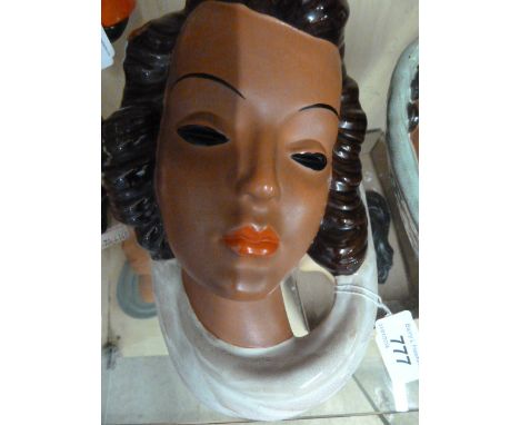 VINTAGE GOLDSCHEIDER HEAD APPROX 11.5" X 5" SIGNED MODEL NO 8041