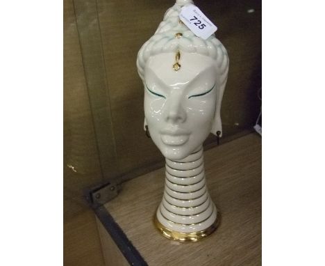 VINTAGE RARE PERFUME HEAD BOTTLE,CERAMIC BY CANOVA 11" TALL