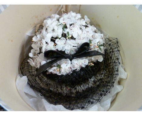 CHRISTIAN DIOR BLACK AND WHITE VINTAGE HAT IN RETAILERS ORIGINAL BOX