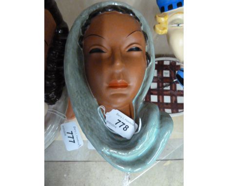 VINTAGE GOLDSCHEIDER HEAD APPROX 9" X 6" SIGNED