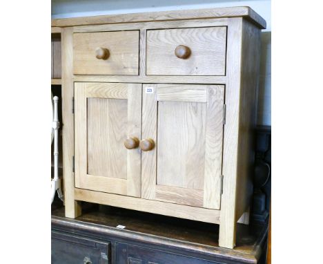 2'6 brand new light oak good quality mini sideboard with 2 drawers and cupboards with bun handles - matches previous lot 