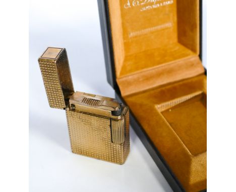 A Dupont gold plated cigarette lighter in case