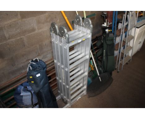 A folding aluminium ladder