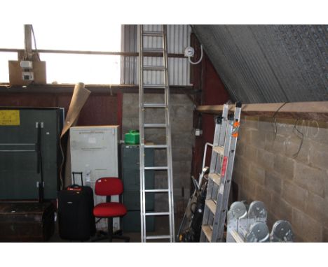 A large extending aluminium ladder