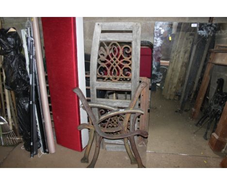 A pair of bench ends and bench back 