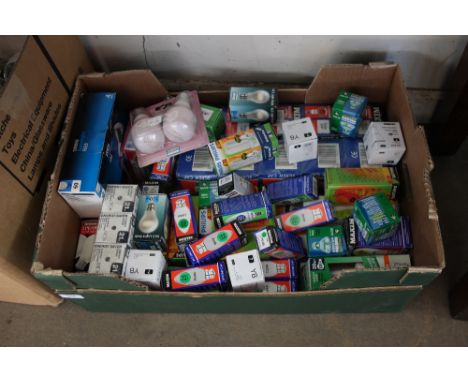 A box of various light bulbs