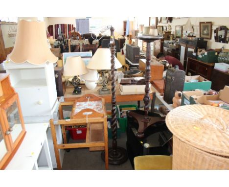 A turned standard lamp