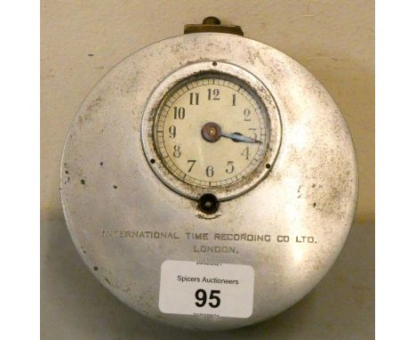 A brushed steel pigeon timing clock from the International Time Recording Co Ltd London. 