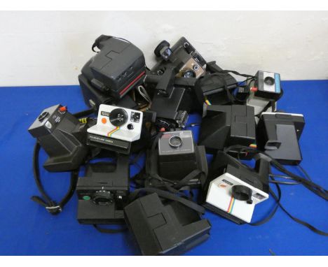 A collection of Polaroid and Instamatic cameras. 