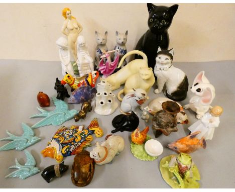 A Beswick Beatrice Potter Jeremy Fisher catches a fish, a Royal Worcester figurine, Bedtime, and other china, including a pai