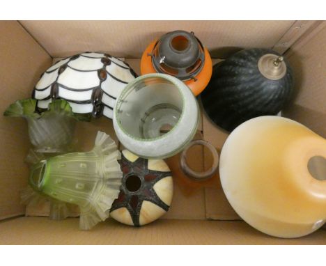 Two boxes of various glass light & lamp shades.(2) 