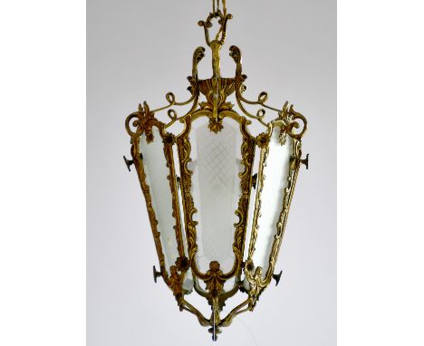 A NICE GILDED HANGING LAMP.