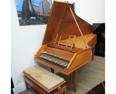 Robert Goble & Son (c1971) A double manual harpsichord in a walnut, boxwood and ebony strung case, the fascia reading 'Robert