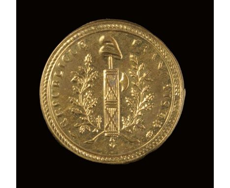 Five post French Revolution army gilt metal buttons, inscribed 'REPUBLIQUE FRANCAISE', and decorated with the cap of liberty,
