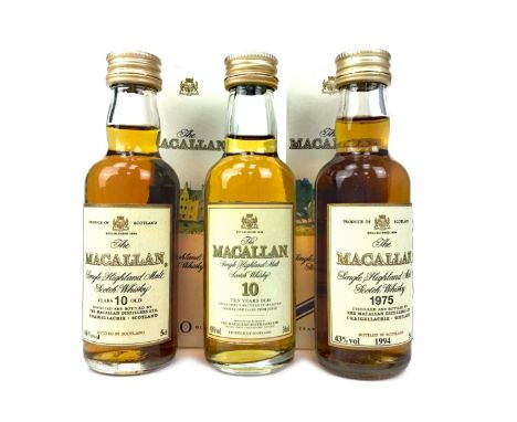 MACALLAN 1975 18 YEARS OLD - 5CL Single Malt Scotch Whisky Bottled 1994. 5cl, 43% volume, in carton. MACALLAN 10 YEARS OLD - 
