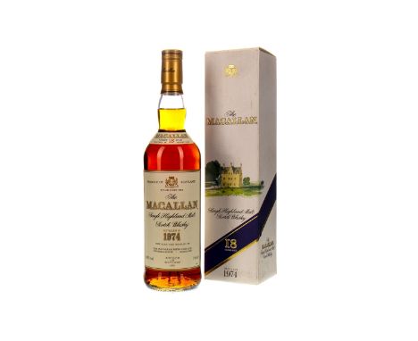 MACALLAN 1974 18 YEARS OLD Single Malt Scotch Whisky Matured in sherry wood, bottled 1993. 70cl, 43% volume, in carton.