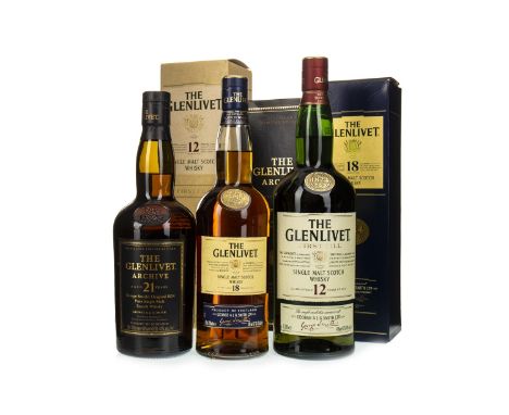 GLENLIVET ARCHIVE AGED 21 YEARS Single Malt Scotch Whisky 70cl, 43% volume, in carton. GLENLIVET AGED 18 YEARS Single Malt Sc