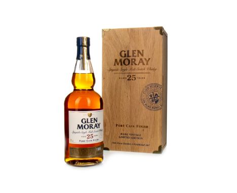 GLEN MORAY 1988 25 YEARS OLD PORT CASK FINISH Single Malt Scotch Whisky Casks filled 29 September 1988, bottle no. 582. 70cl,
