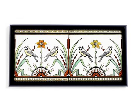 Christopher Dresser (British, 1834-1904) for Mintons China WorksTwo Framed Ceramic Tiles, circa 1870transfer printed and hand
