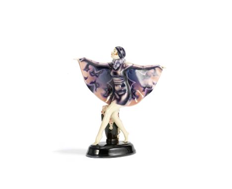 JOSEF LORENZL (AUSTRIAN, 1892-1950) FOR GOLDSCHEIDER'The Captured Bird': An Art Deco Ceramic Figure with Butterfly Gossamer W
