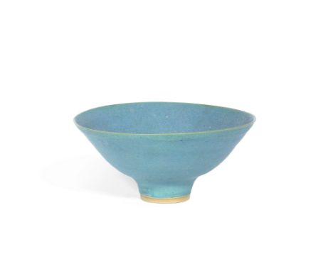 Dame Lucie Rie (British, Austrian 1902-1995)A Stoneware Flaring Footed Bowl, circa 1980with all over turquoise blue glaze20.6