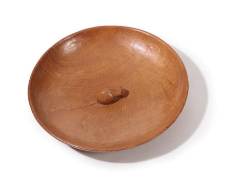 Workshop of Robert Mouseman Thompson (Kilburn): An English Oak Circular Fruit Bowl, tooled interior and exterior, with carved