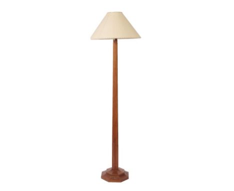 Lizardman: Martin Dutton (Huby): An English Oak Standard Lamp, octagonal column and base, with carved lizard trademark, 154.5