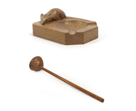 Workshop of Robert Mouseman Thompson (Kilburn): An English Oak Posser, the vertical pole attached to a copper head, with carv