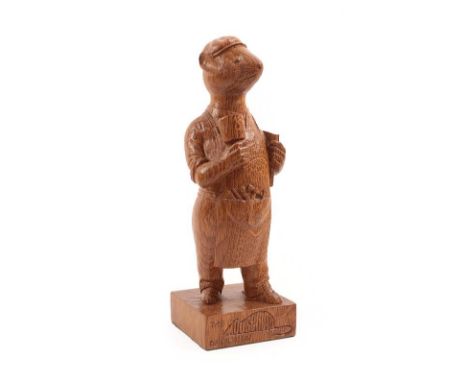 Workshop of Robert Mouseman Thompson (Kilburn): An English Oak Anthropomorphic Mouse, wearing an apron with tools, holding a 