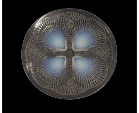 René Lalique (French, 1860-1945): An Opalescent and Clear Glass Coquilles Plate, wheel cut mark R LALIQUE FRANCE, engraved No