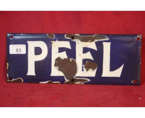 A small enamel "Peel" advertising sign, 12cm x 30.5cm