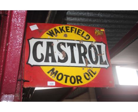 A "Castrol Motor Oil of Wakefield" enamel sign, 50cm x 40cm approx.