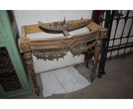 A 19th Century gilt wood console table for restoration (marble top AF)