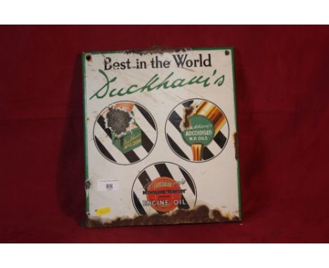 An enamel advertising sign for "Duckhams Oil", 32cm x 28cm