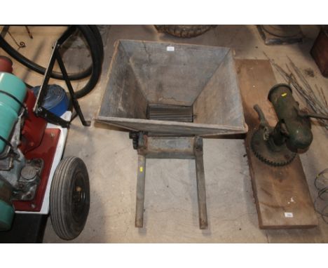 A vintage wheat grinder