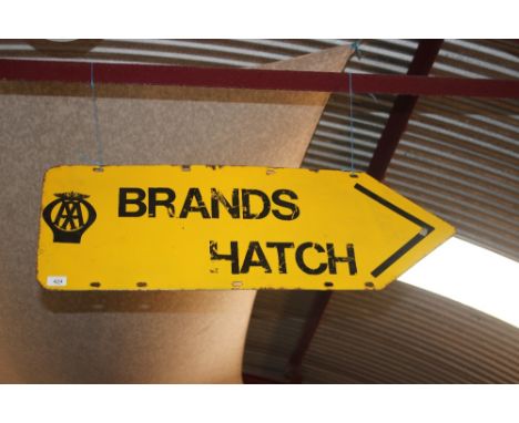 A double sided enamel "AA Brands Hatch" sign