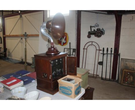 A Peter Curtis, pre 1922 wireless, complete with spare valves and accessories, together with a BTH speaker horn, this wireles