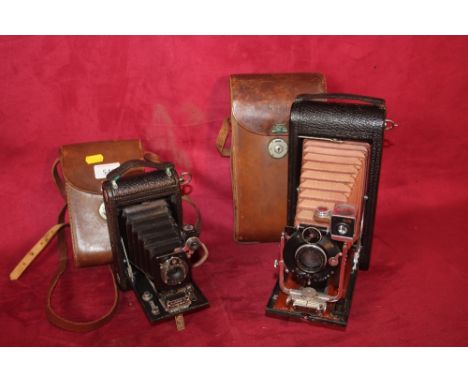 A No.1 Kodak JR Eastman camera No.2679 and case and a Kodak RFS No.3-A folding pocket camera No. 197153-A