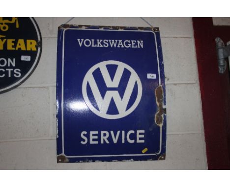 A "Volkswagen Service" enamel advertising sign, 57cm x 44cm