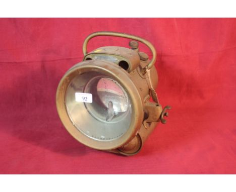 A Lucas King of the Road lamp, reputedly from a Belgian design British made steam car circa. 1904