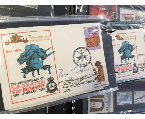 A COLLECTION OF FIRST DAY COVERS, some signed, including Bryan Trubshaw.