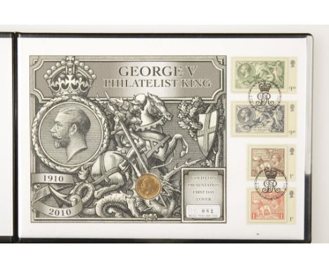 GREAT BRITAIN, George V, 1911-1936. Sovereign, 1913. "The George V Philatelist King" presentation First Day Cover. AUNC. (1 c