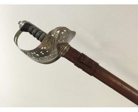 A GEORGE V ROYAL ENGINEERS OFFICERS SWORD, with leather scabbard.