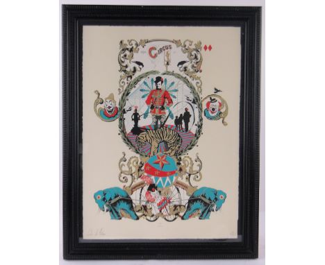Lidia De Pedro,colour lithograph, The Circus, signed in pencil, no. 21/25, sheet size 30" x 22", framed.