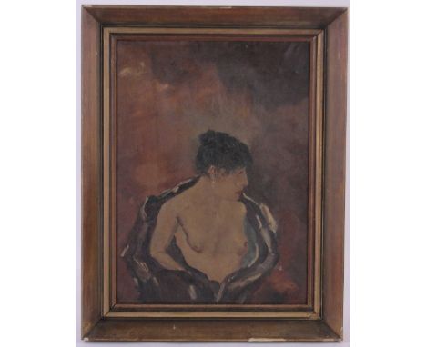 Mata,oil on canvas, nude portrait of a woman, signed, 16" x 12", framed.