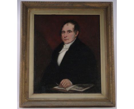 19th century British School,oil on canvas, half length portrait of a gentleman, unsigned, 30" x 25", framed.