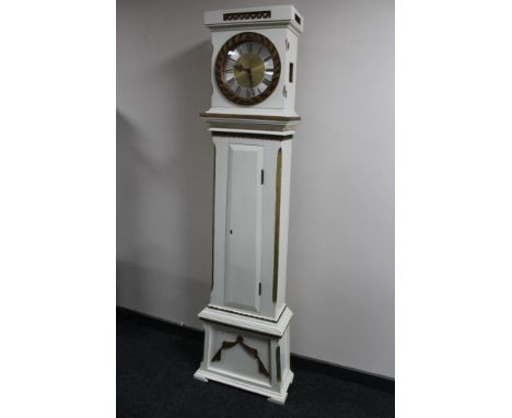 A reproduction painted dial longcased clock